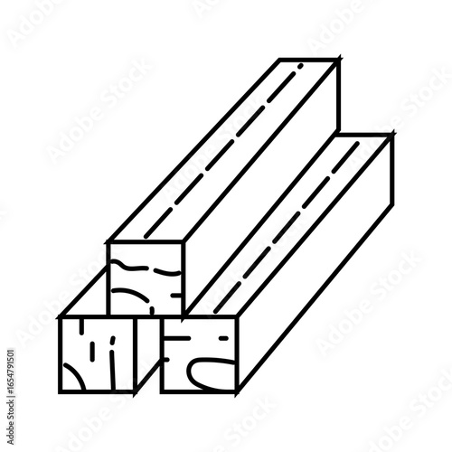 beam manufacturing wood frame house line icon vector illustration