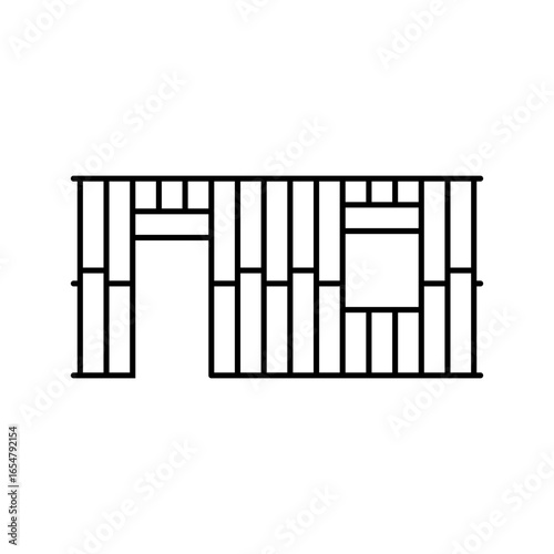 building frame walls wood frame house line icon vector illustration