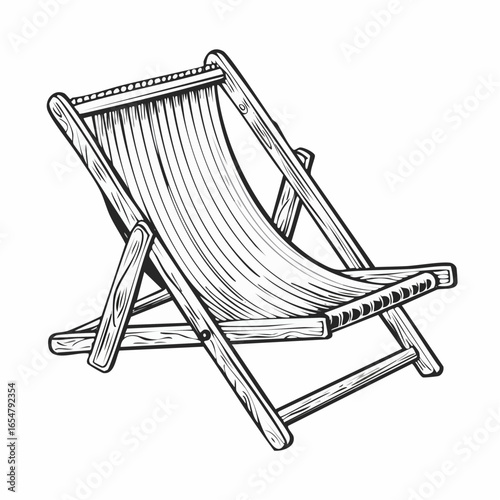 Wooden deck chair image vector isolated on a white background