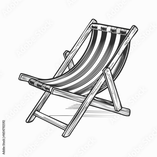 Wooden deck chair image vector isolated on a white background