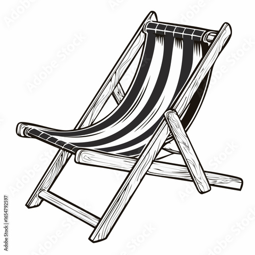 Wooden deck chair image vector isolated on a white background
