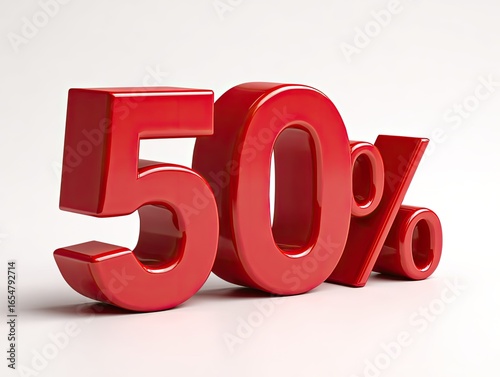 Red 3D fifty percent off symbol