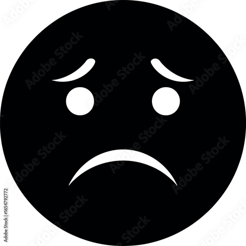 Vector art of black silhouette of a sad face isolated on white background transparent background