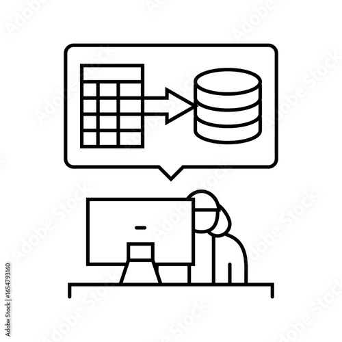 data entry administrative assistant line icon vector illustration