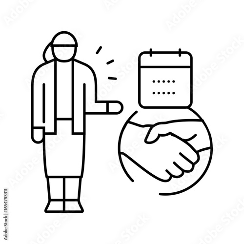 meeting scheduling administrative assistant line icon vector illustration