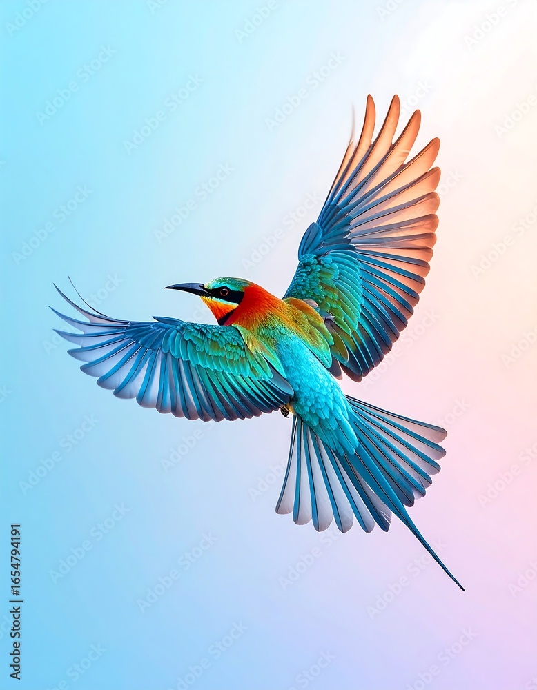 Fototapeta premium Vibrant bird in flight (1)