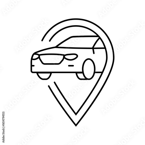 location pin car share service line icon vector illustration