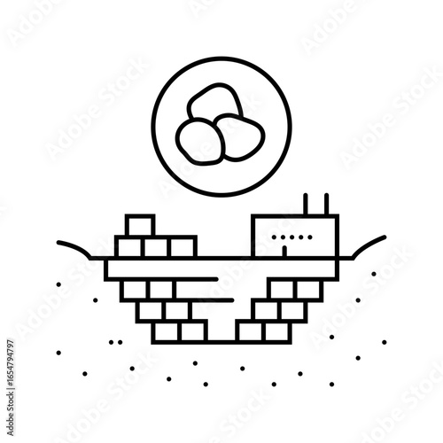 limestone quarry cement production line icon vector illustration