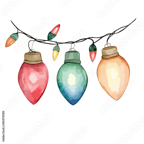 Watercolor Christmas Lights in Vibrant Hues