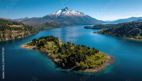 Wallpaper Mural Aerial view of a tranquil lake and island Torontodigital.ca