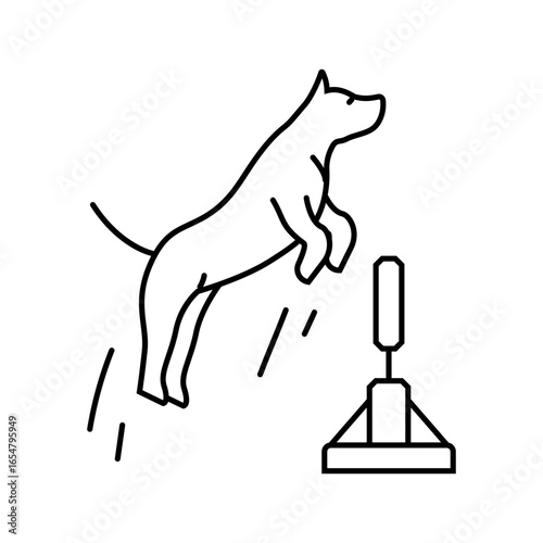 jumping hurdle dog competition show line icon vector illustration