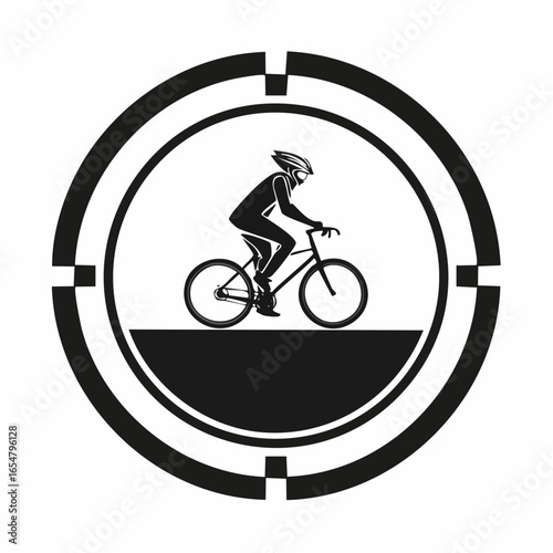 Riding Bike in Circle Logo Template vector image isolated on white background.