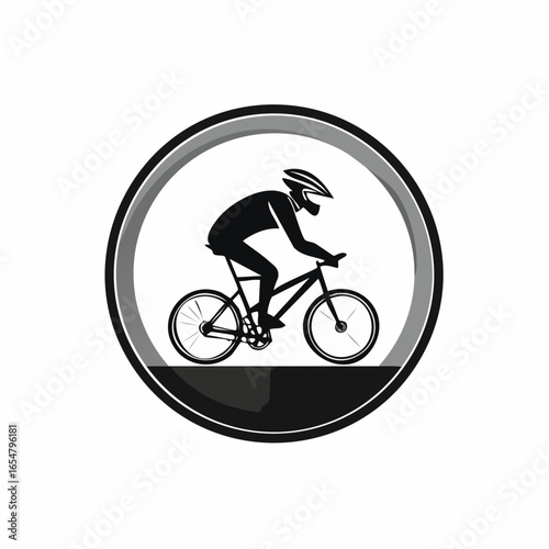 Riding Bike in Circle Logo Template vector image isolated on white background.