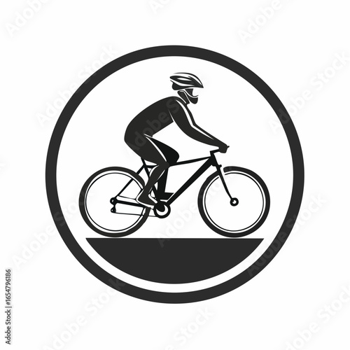 Riding Bike in Circle Logo Template vector image isolated on white background.