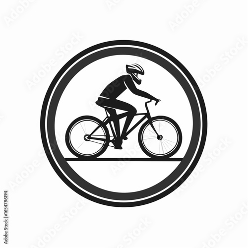 Riding Bike in Circle Logo Template vector image isolated on white background.