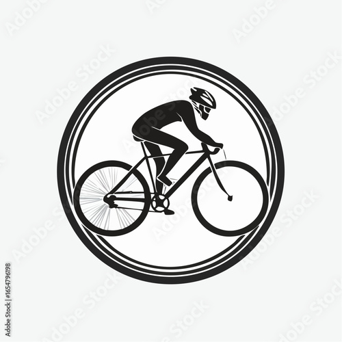 Riding Bike in Circle Logo Template vector image isolated on white background.
