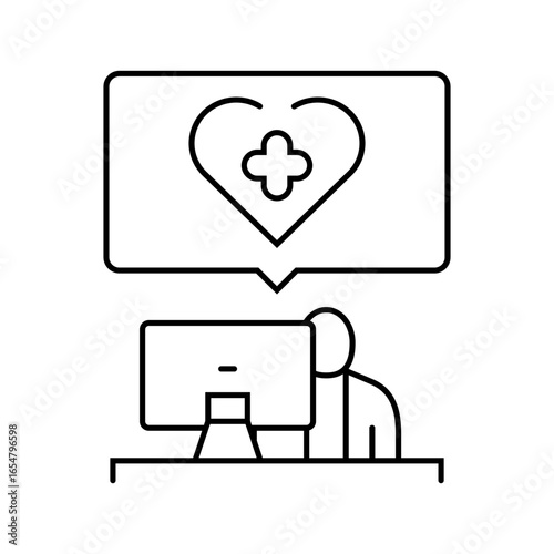 workplace wellness employee health line icon vector illustration