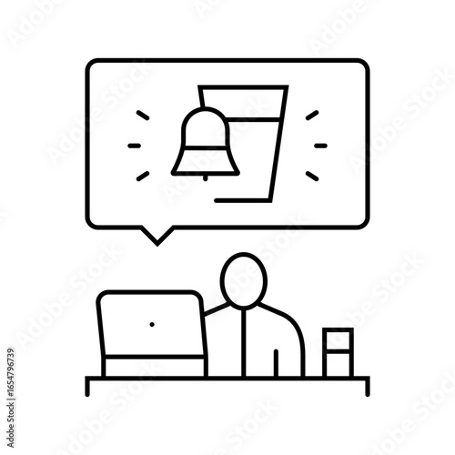 hydration reminder employee health line icon vector illustration