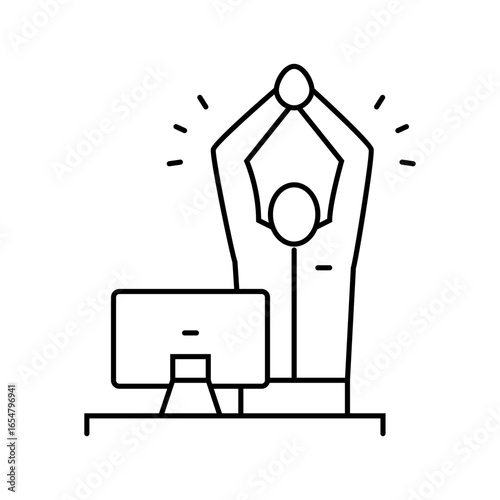 workplace stretching employee health line icon vector illustration