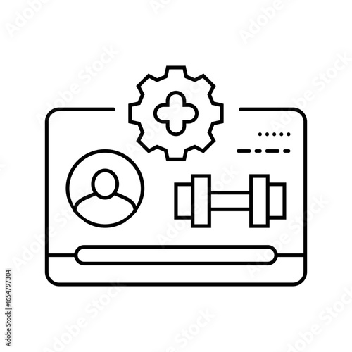 gym membership employee health line icon vector illustration