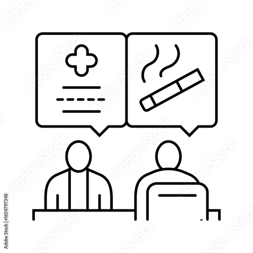 smoking cessation program employee health line icon vector illustration