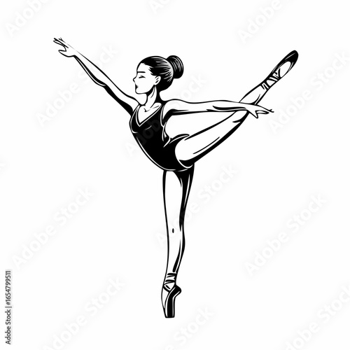 Energetic Young Gymnast Woman Dancing image vector isolated on white background.