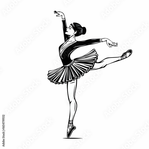 Energetic Young Gymnast Woman Dancing image vector isolated on white background.
