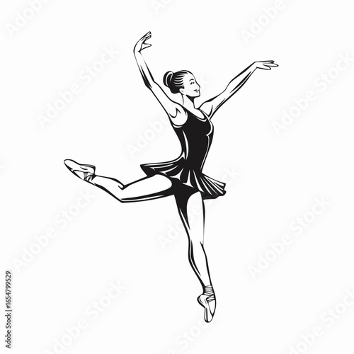 Energetic Young Gymnast Woman Dancing image vector isolated on white background.