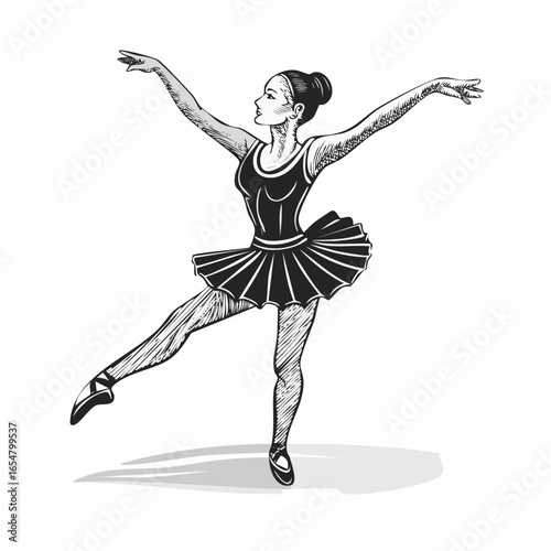 Energetic Young Gymnast Woman Dancing image vector isolated on white background.