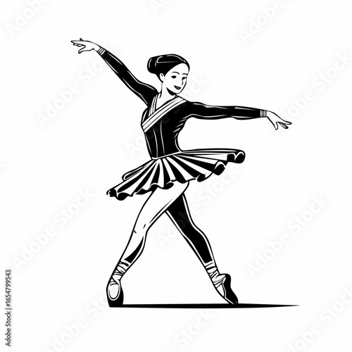 Energetic Young Gymnast Woman Dancing image vector isolated on white background.