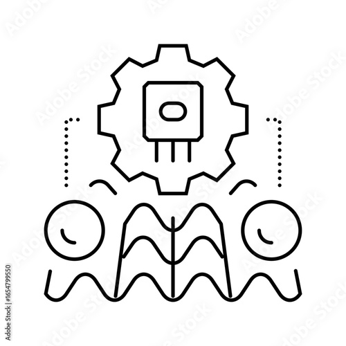 simulator quantum computer line icon vector illustration