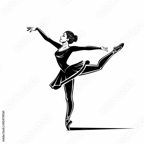 Energetic Young Gymnast Woman Dancing image vector isolated on white background.