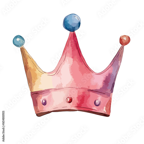 Watercolor Crown with Jewel Accents and Spherical Toppers in Varied Hues
