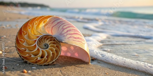 Golden Nautilus Shell on Be...