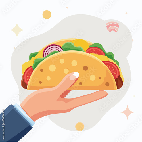 Hand Holding Delicious Taco Illustration