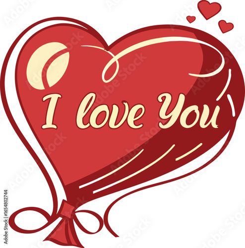 Romantic valentine s day heart with i love you text