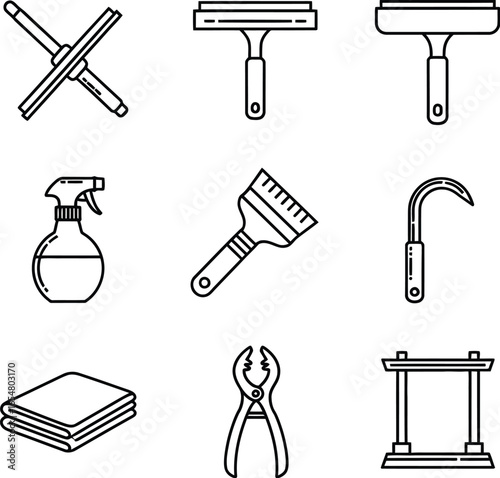 Essential cleaning tools for professional or home use with modern design