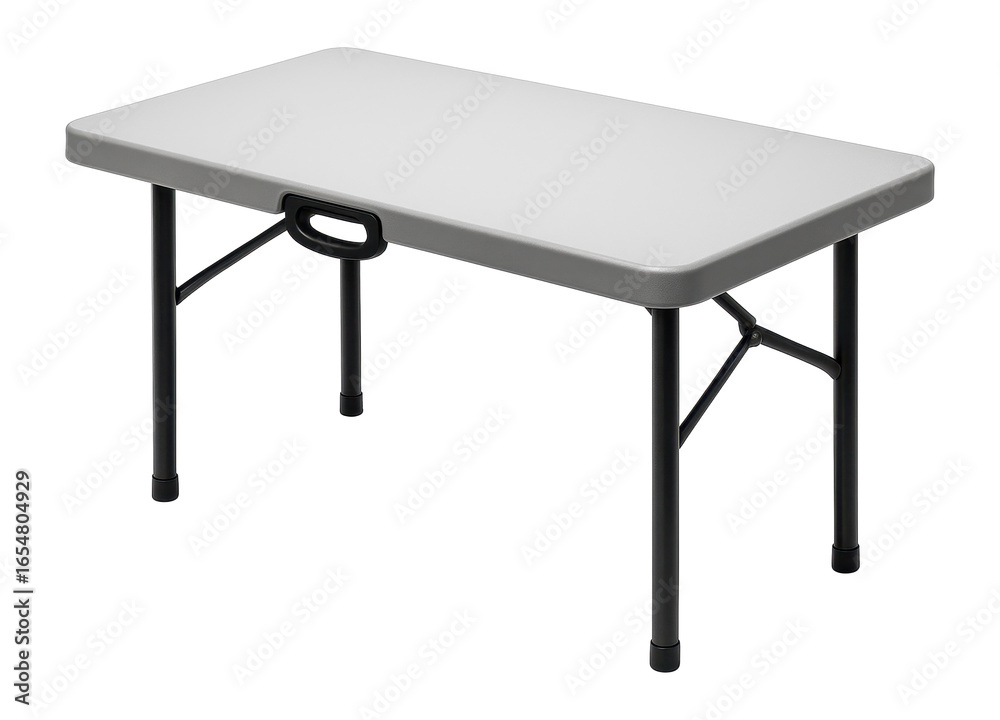 Plastic folding table with built-in handle for easy transport at events Plastic folding table with built-in handle for easy transport at events