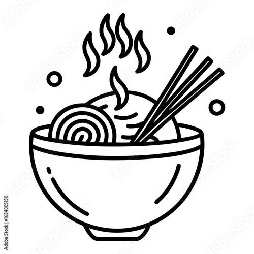 Delicious steaming bowl of ramen with chopsticks, a comforting and flavorful meal perfect for culinary projects and restaurant menus, ready to be enjoyed
