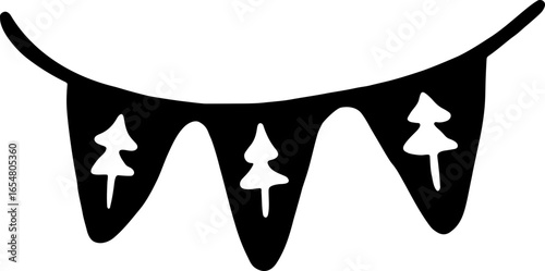 A hand drawn illustration of pennants decoration Christmas holidays