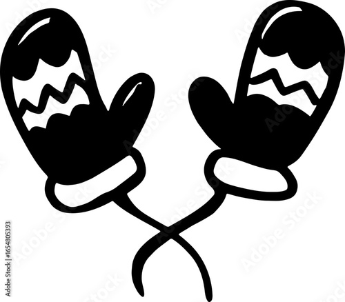 A hand drawn illustration of mittens Christmas holidays