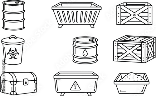 Industrial containers and crates for design, construction, and waste management