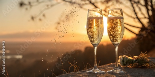 Sunset Toast Two Champagne ...