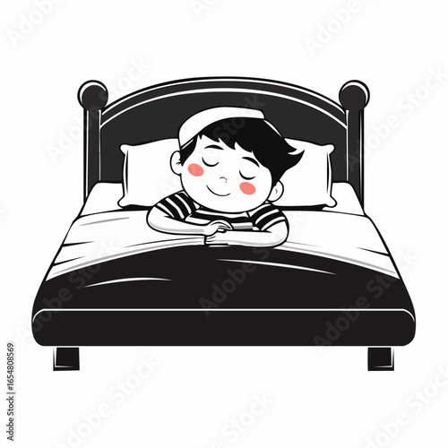 Kid Sleeping Vector image. Little kid sleep on bed room and feel comfortable image vector.