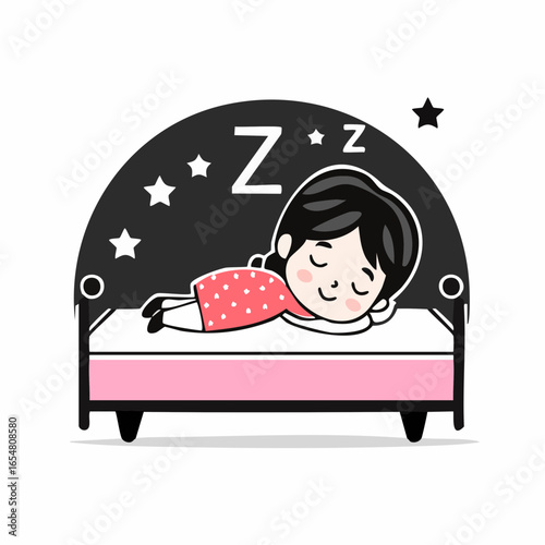 Kid Sleeping Vector image. Little kid sleep on bed room and feel comfortable image vector.