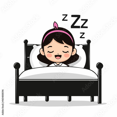 Kid Sleeping Vector image. Little kid sleep on bed room and feel comfortable image vector.