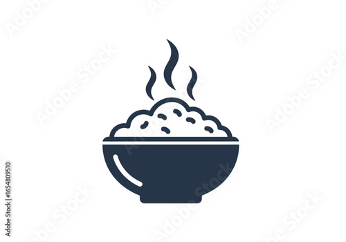 A steaming bowl of rice, a simple yet delicious staple food, isolated on white background