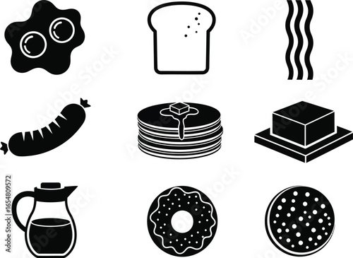 Classic breakfast icons for menus, websites, and healthy lifestyle projects