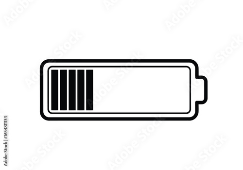 Battery charge indicator icon showing partial power, isolated on white background
