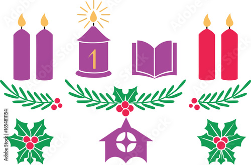 Fourth Advent Sunday Candle Illustration. Fourth Advent Sunday Holiday Wreath Artwork. Festive Fourth Advent Sunday Candlelight Design. Spiritual Fourth Advent Sunday Celebration Artwork